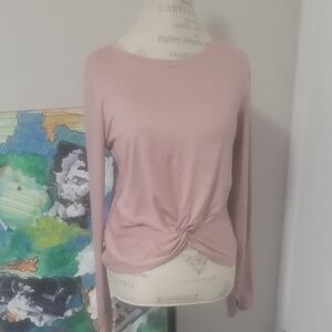 Zobha Mauve Long Sleeve Knotted Top
